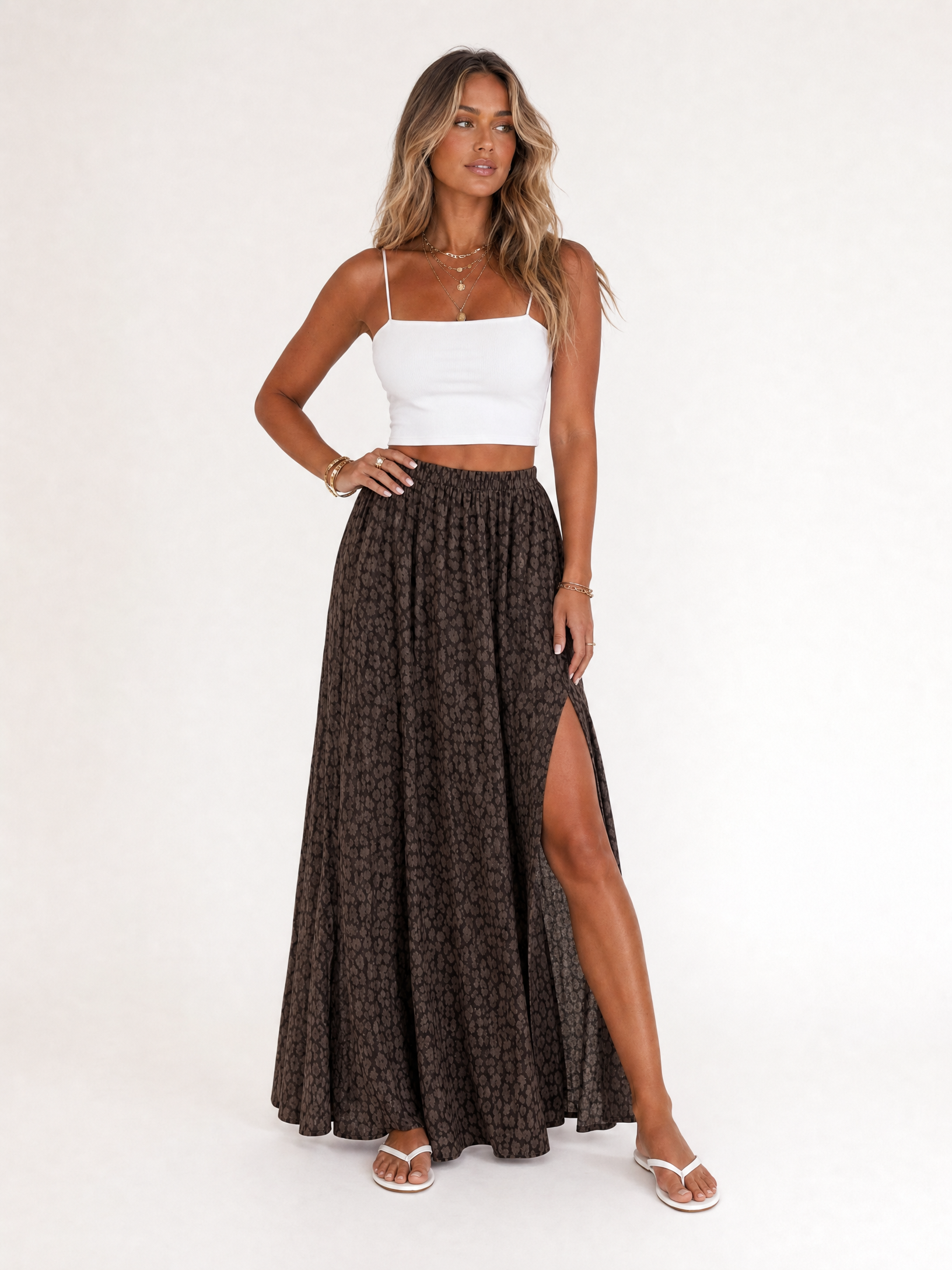 Suna Leopard Print Muslin Maxi Skirt