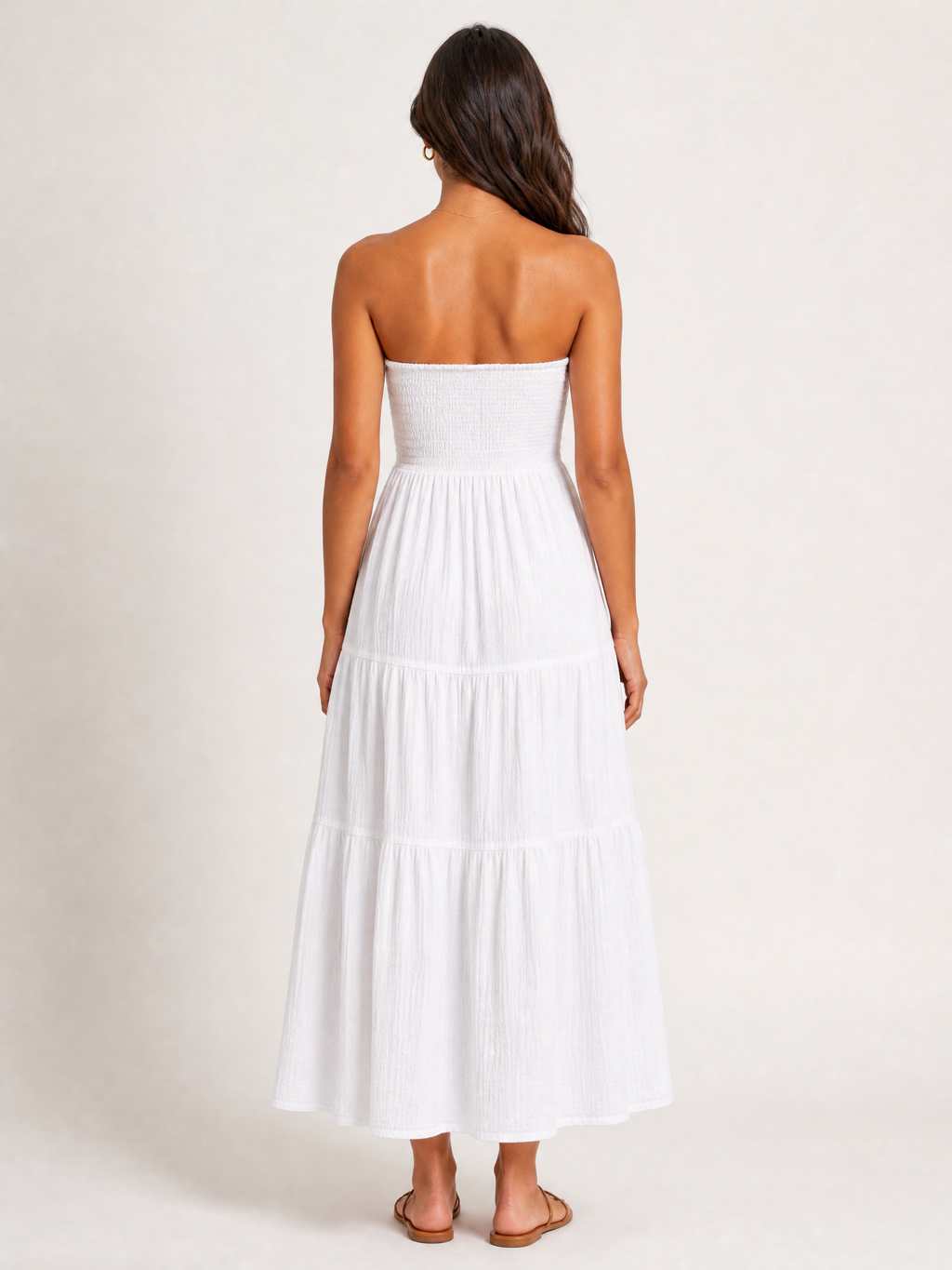 White Muslin Bandeau Maxi Dress