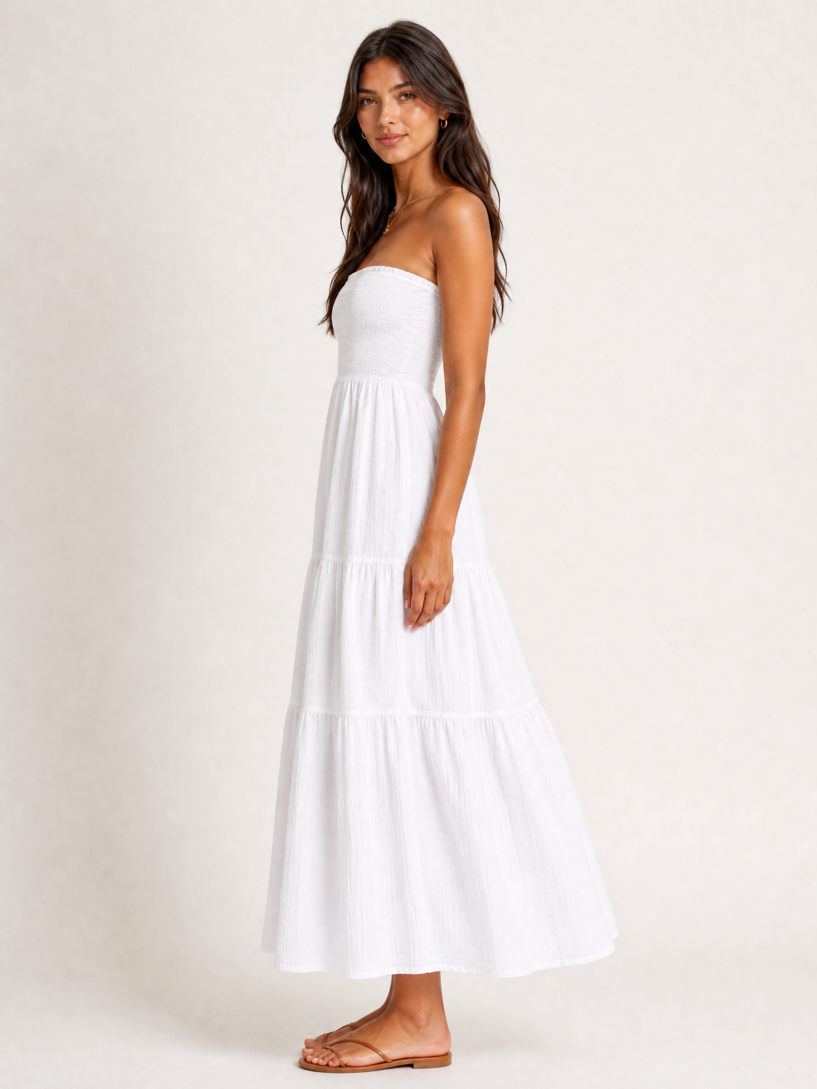 White Muslin Bandeau Maxi Dress