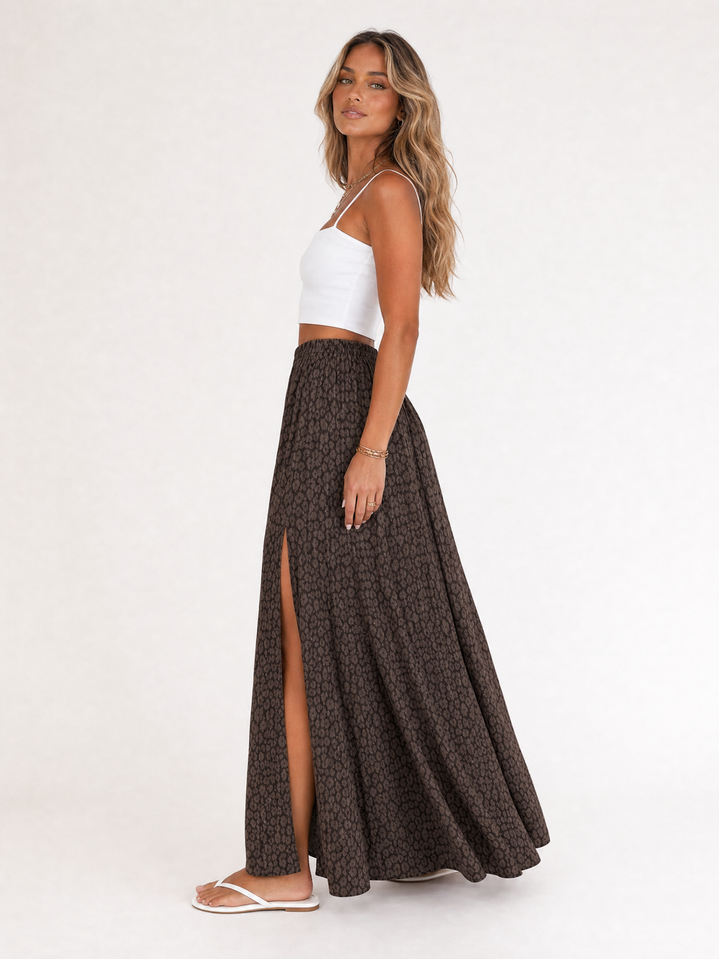 Suna Leopard Print Muslin Maxi Skirt