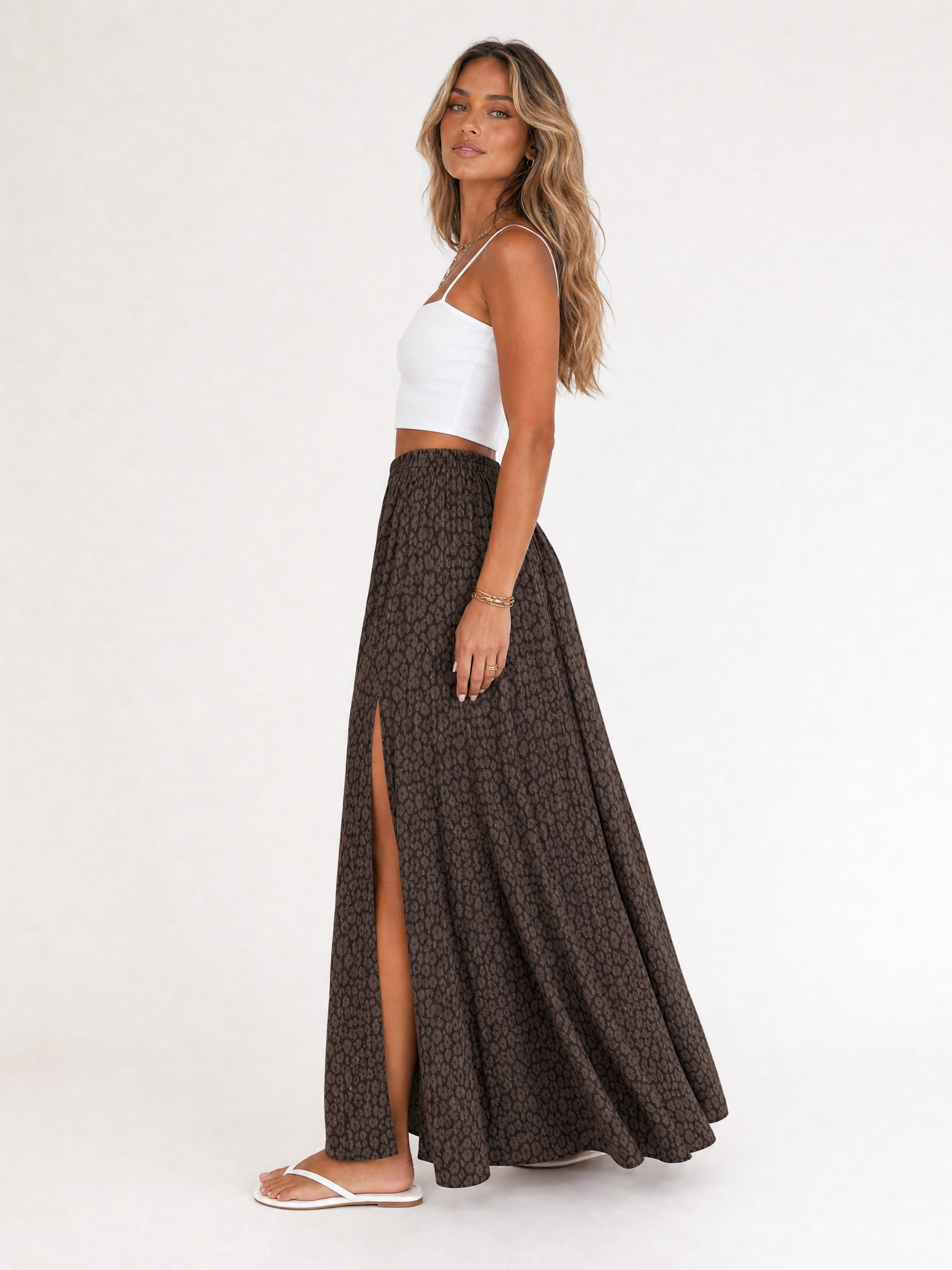 Suna Leopard Print Muslin Maxi Skirt