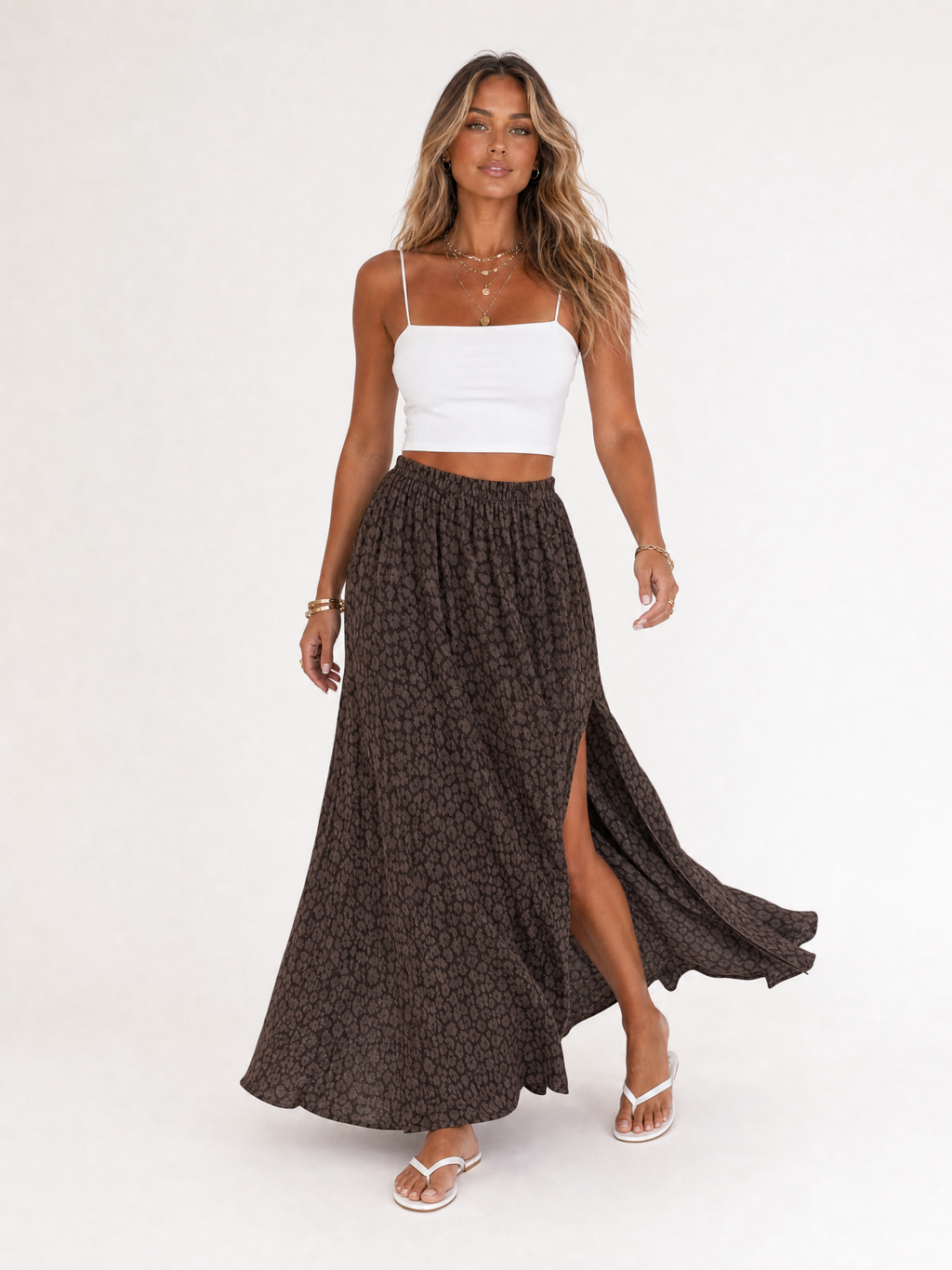 Suna Leopard Print Muslin Maxi Skirt