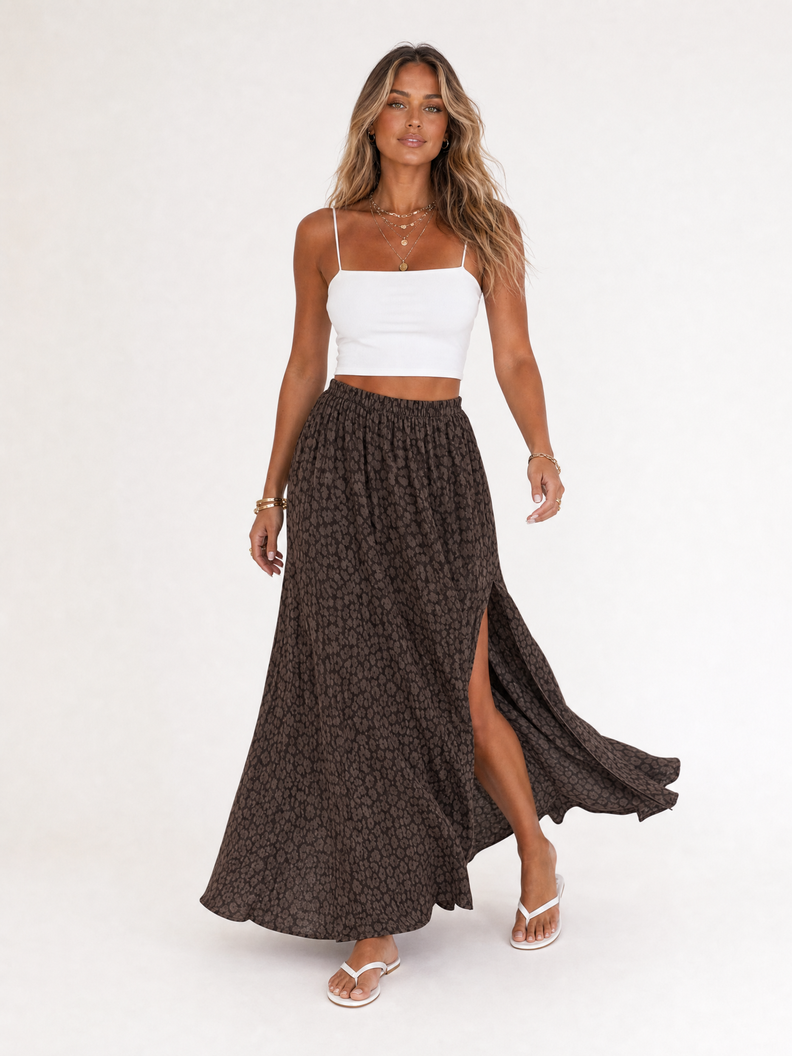 Suna Leopard Print Muslin Maxi Skirt