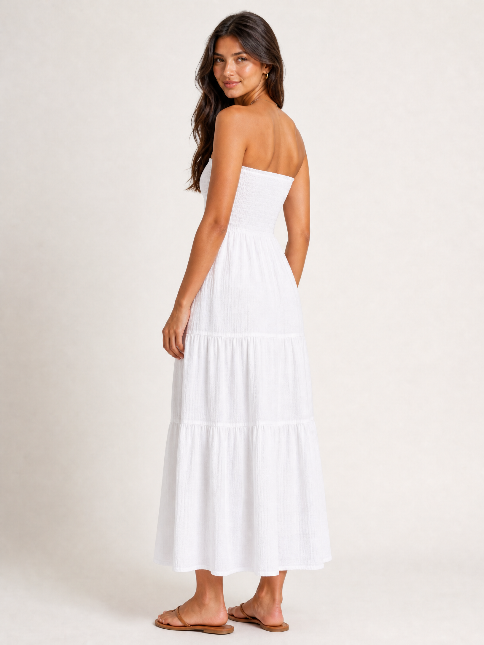 White Muslin Bandeau Maxi Dress