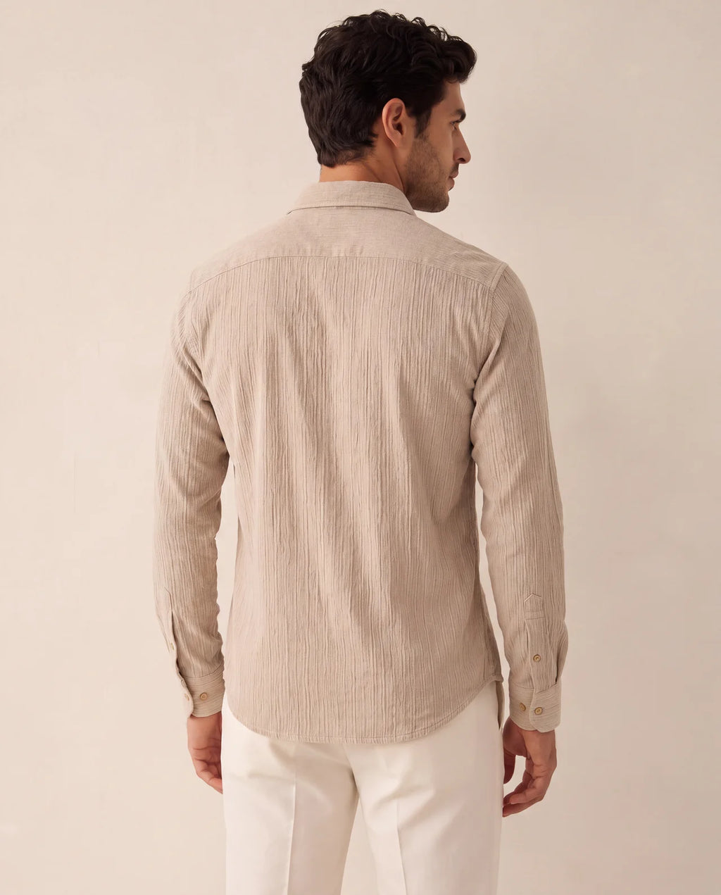 Textured Revere Shirt – Stone
