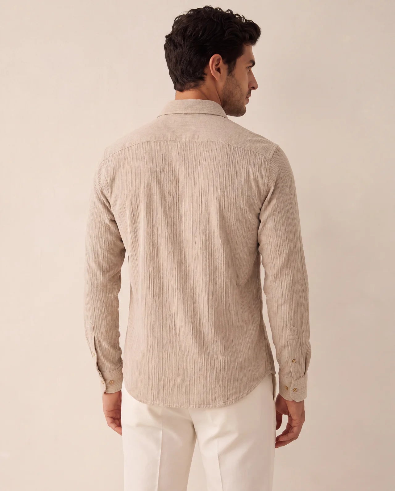 Textured Revere Shirt – Stone