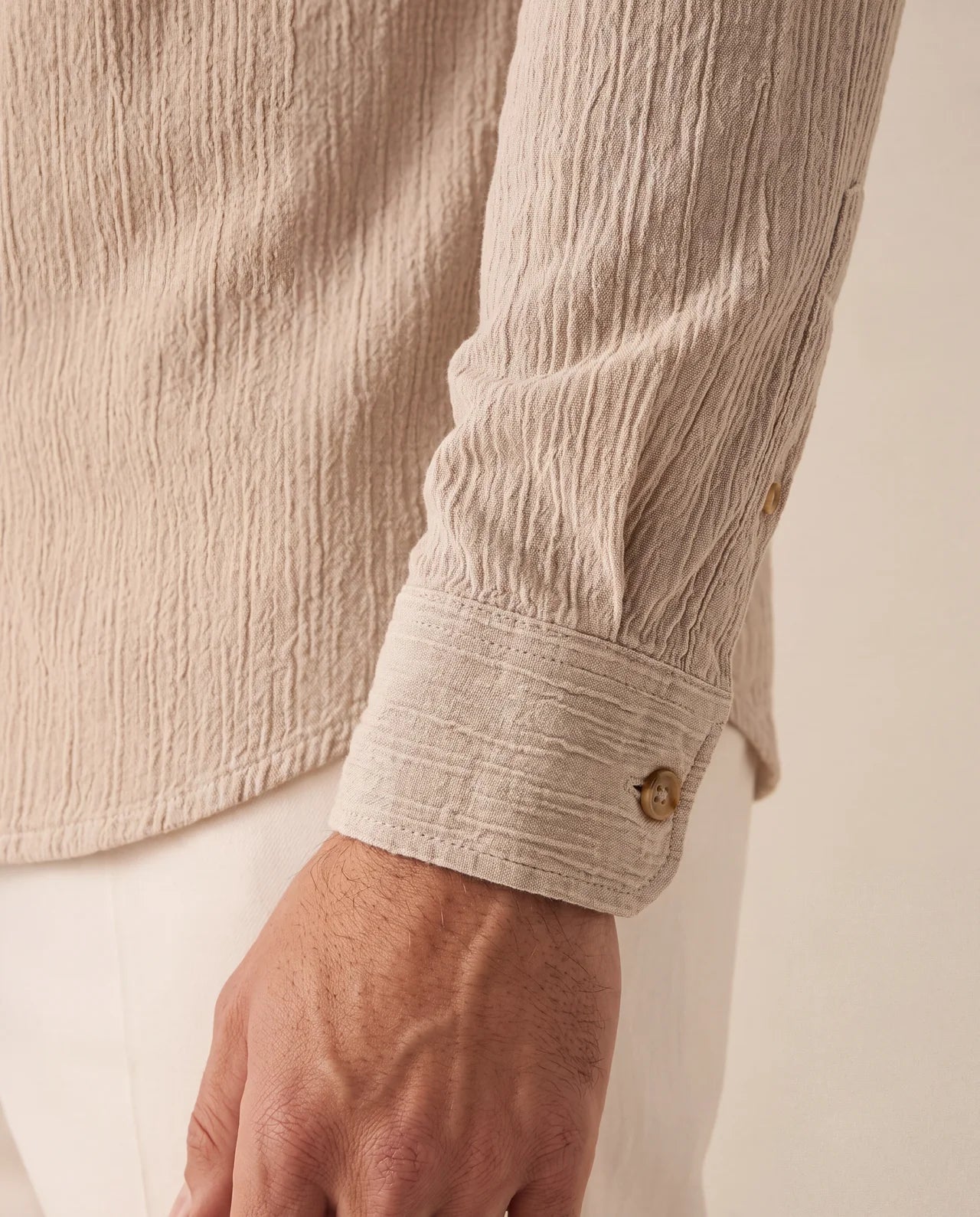 Textured Revere Shirt – Stone